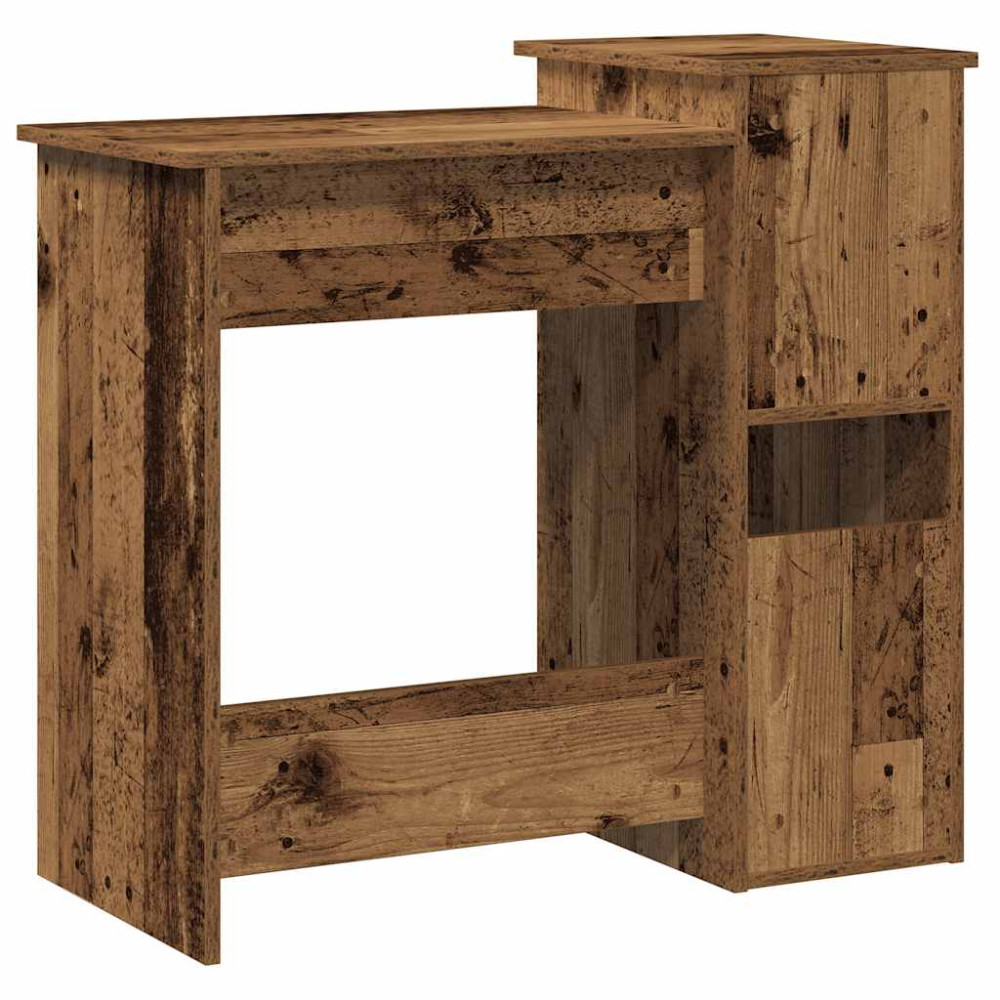 Produktbild för Skrivbord med hyllor åldrat trä 84x40x78 cm konstruerat trä