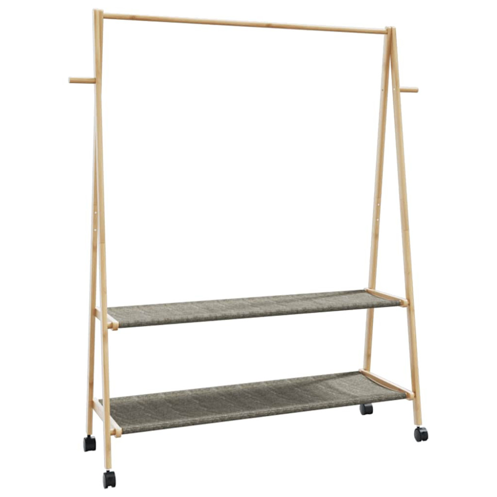 Produktbild för Klädställ med hyllor och hjul 132x45,5x155,5 cm bambu