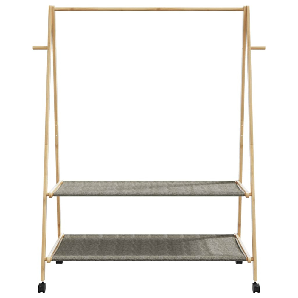 Produktbild för Klädställ med hyllor och hjul 132x45,5x155,5 cm bambu