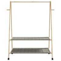 Produktbild för Klädställ med hyllor och hjul 132x45,5x155,5 cm bambu