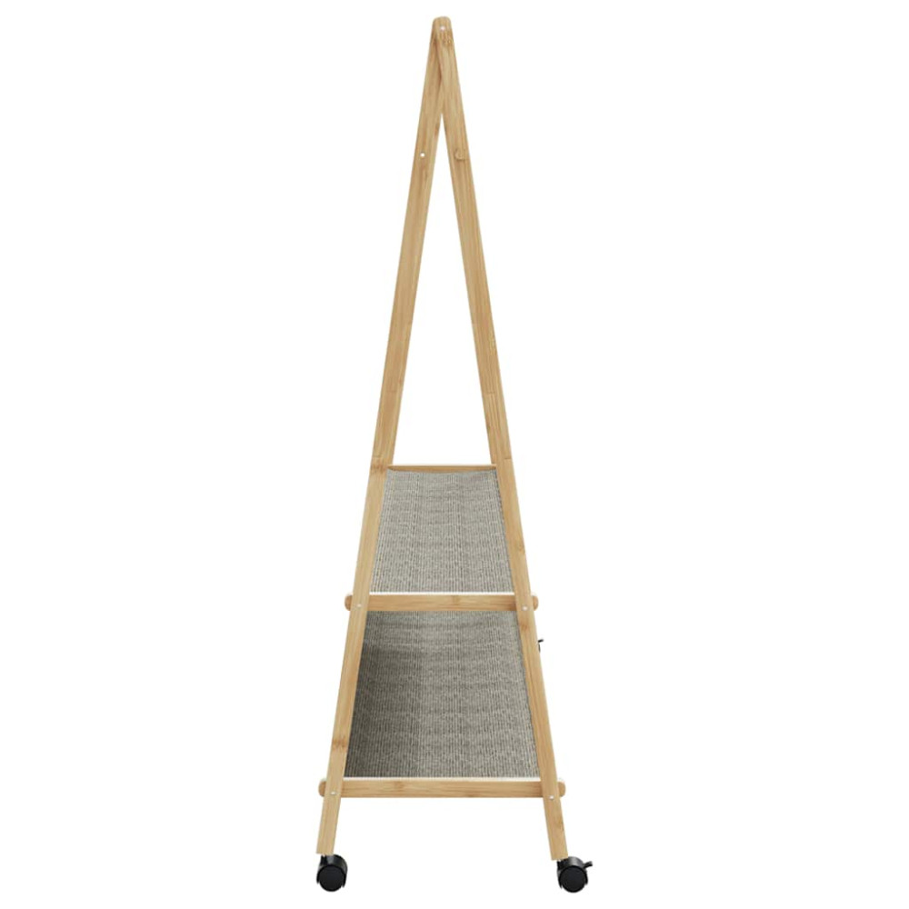 Produktbild för Klädställ med hyllor och hjul 132x45,5x155,5 cm bambu
