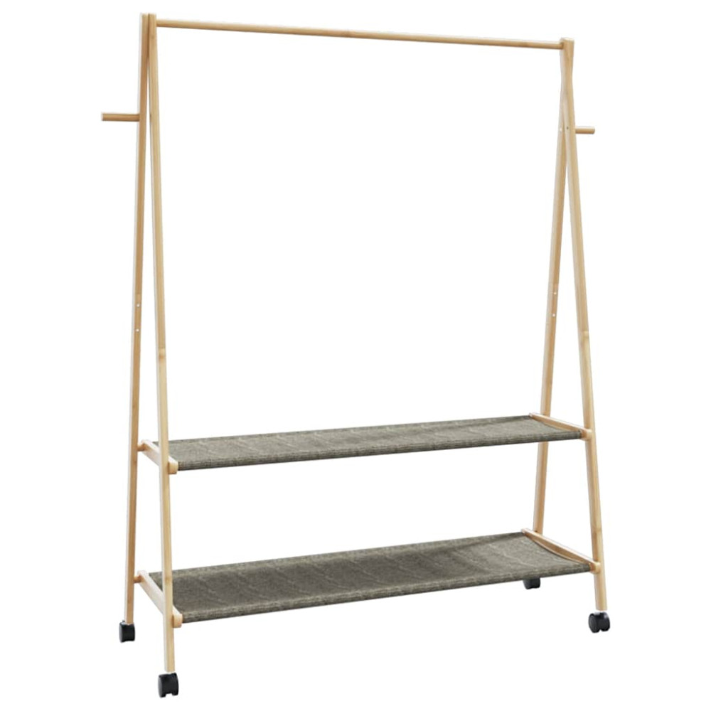 Produktbild för Klädställ med hyllor och hjul 132x45,5x155,5 cm bambu