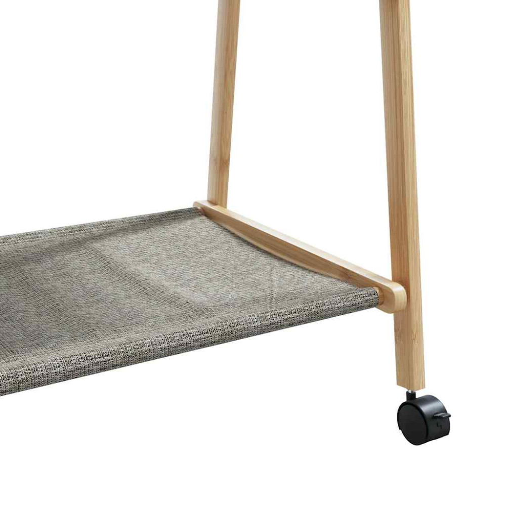 Produktbild för Klädställ med hyllor och hjul 132x45,5x155,5 cm bambu
