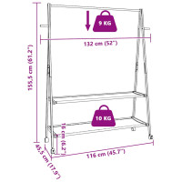 Produktbild för Klädställ med hyllor och hjul 132x45,5x155,5 cm bambu