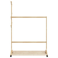 Produktbild för Klädställ med krokar och hjul 100x35x157 cm bambu
