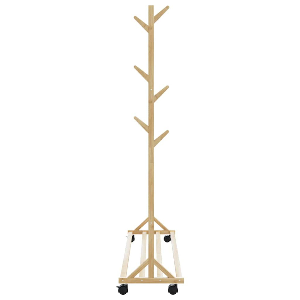 Produktbild för Klädställ med krokar och hjul 100x35x157 cm bambu