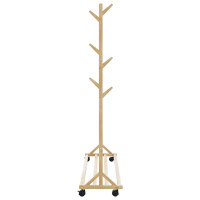 Produktbild för Klädställ med krokar och hjul 100x35x157 cm bambu