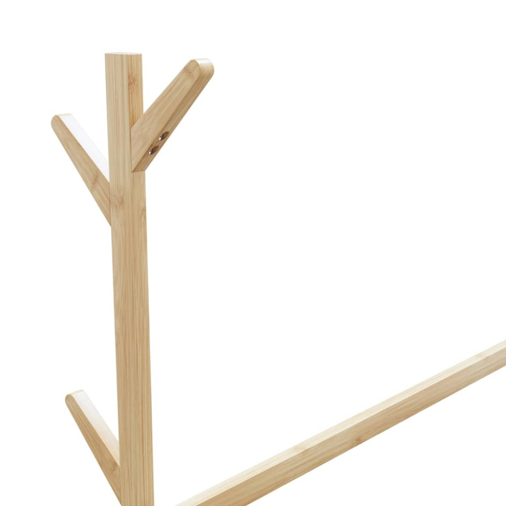 Produktbild för Klädställ med krokar och hjul 100x35x157 cm bambu