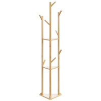 Produktbild för Klädhängare med krokar och hyllor 39x33x166 cm bambu