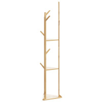 Produktbild för Klädhängare med krokar och hyllor 39x33x166 cm bambu