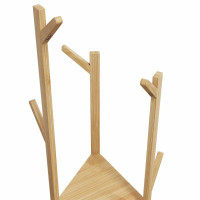 Produktbild för Klädhängare med krokar och hyllor 39x33x166 cm bambu