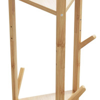 Produktbild för Klädhängare med krokar och hyllor 39x33x166 cm bambu