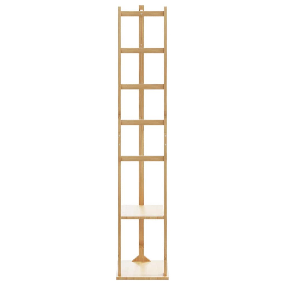 Produktbild för Klädhängare med krokar och hyllor 38,5x30x156 cm bambu