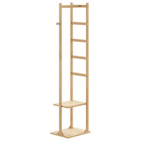 Produktbild för Klädhängare med krokar och hyllor 38,5x30x156 cm bambu