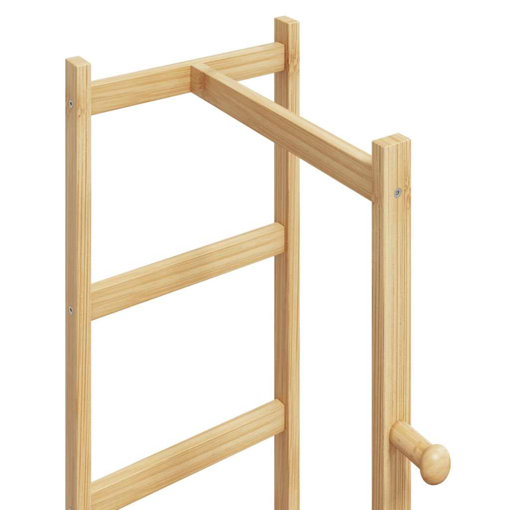 Produktbild för Klädhängare med krokar och hyllor 38,5x30x156 cm bambu