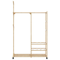 Produktbild för Klädställ med hyllor och hjul 100x38x175,5 cm bambu