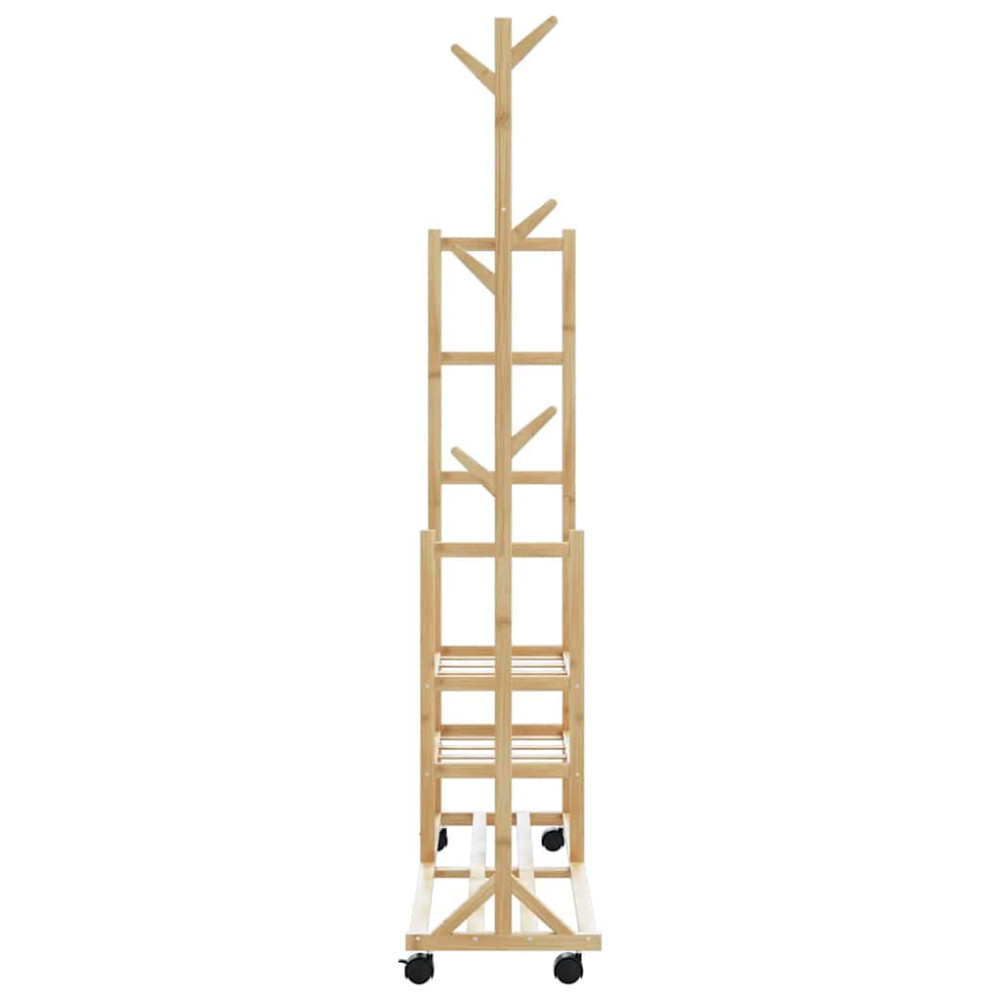 Produktbild för Klädställ med hyllor och hjul 100x38x175,5 cm bambu