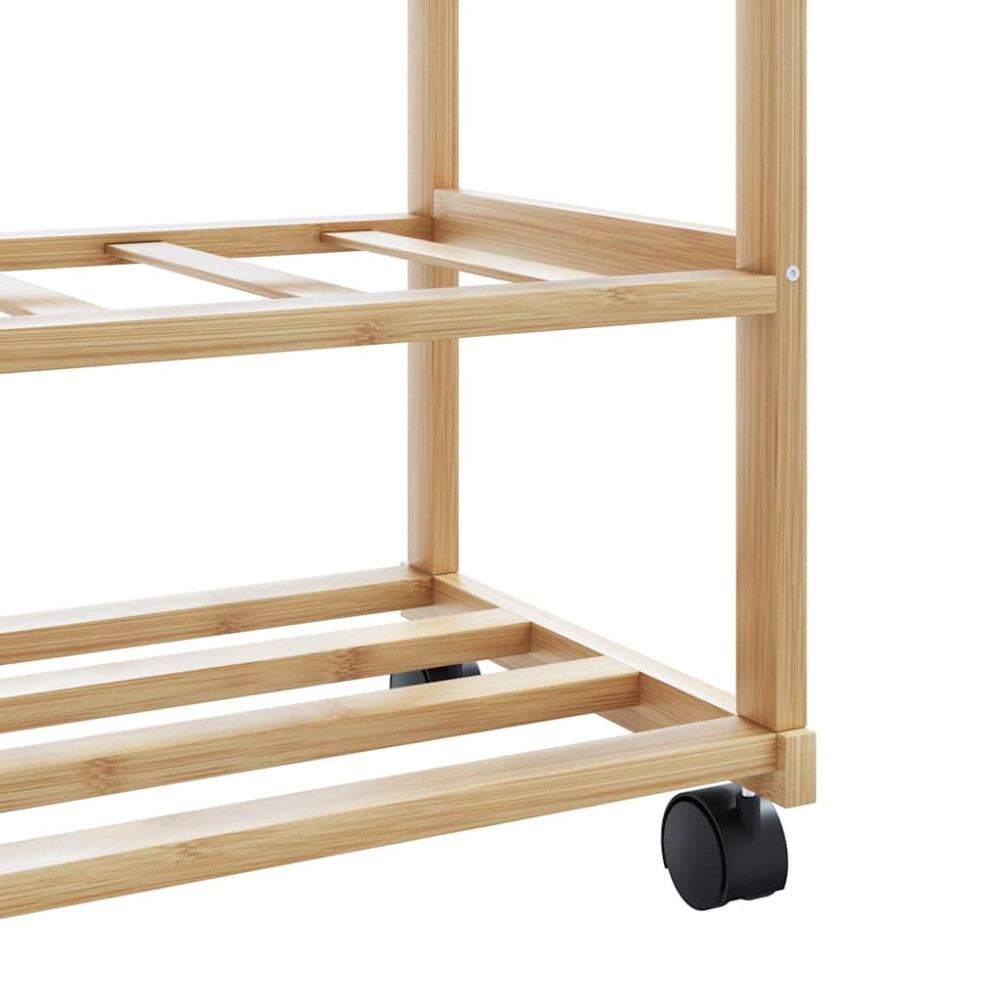 Produktbild för Klädställ med hyllor och hjul 100x38x175,5 cm bambu