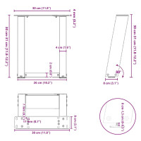 Produktbild för Soffbordsben U-formade 2 st antracit 30x(30-31) cm stål