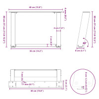 Produktbild för Soffbordsben U-formade 2 st antracit 40x(30-31) cm stål