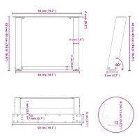 Produktbild för Soffbordsben U-formade 2 st antracit 50x(42-43) cm stål