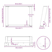 Produktbild för Soffbordsben U-formade 2 st svart 60x(42-43) cm stål