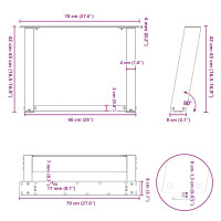 Produktbild för Soffbordsben U-formade 2 st svart 70x(42-43) cm stål