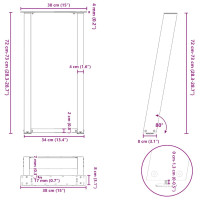 Produktbild för Konsolbordsben U-formad 2 st antracit 38x(72-73) cm stål