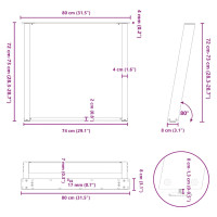 Produktbild för Matbordsben U-formad 2 st antracit 80x(72-73) cm stål