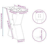 Produktbild för Soffbordsben X-formade 2 st antracit 40x(30-31) cm stål