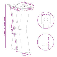 Produktbild för Soffbordsben X-formade 2 st vit 38x(42-43) cm stål