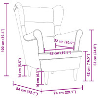 Produktbild för Fåtölj gräddvit 74x84x100 cm tyg