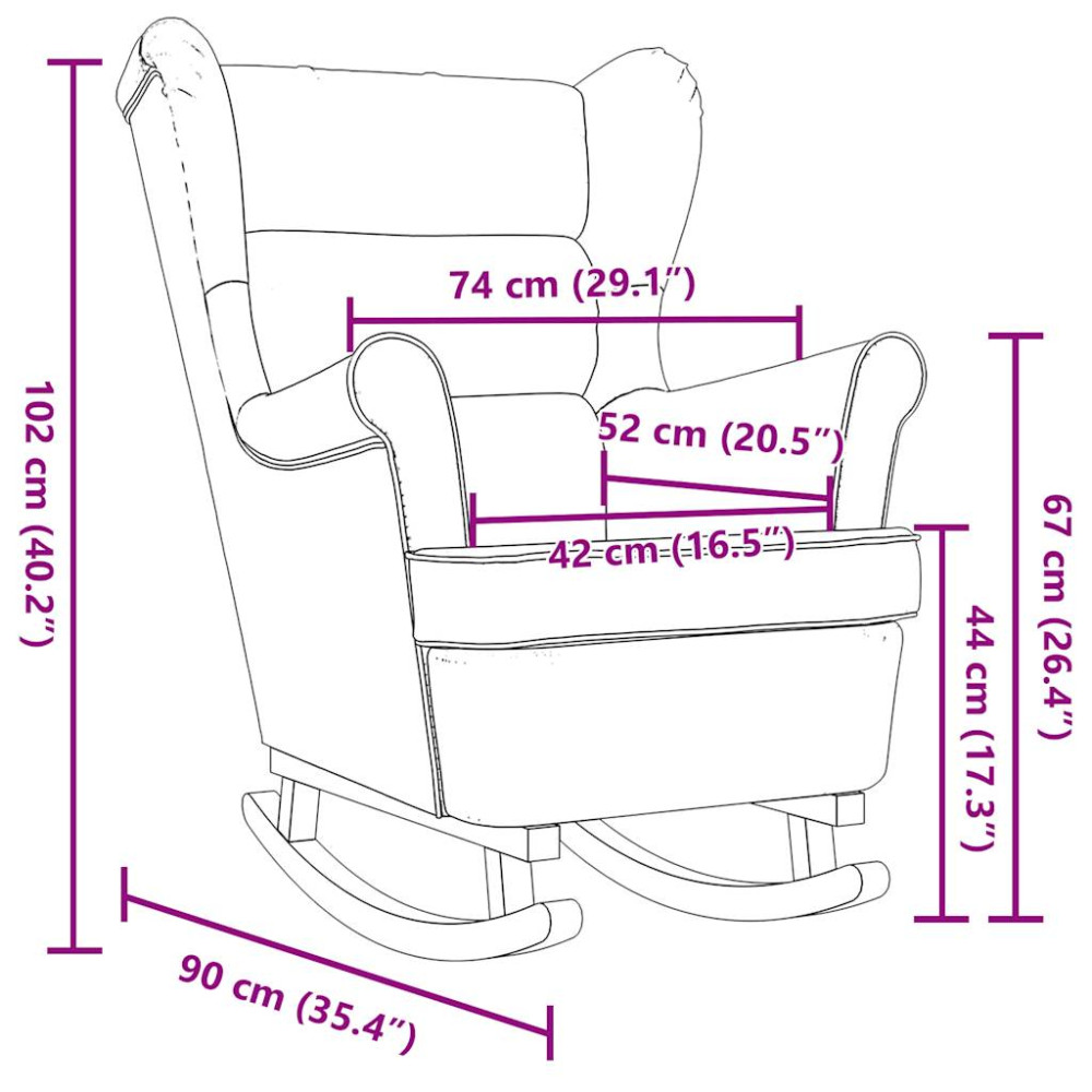 Produktbild för Gungstol ljusgrå 74x90x102 cm tyg