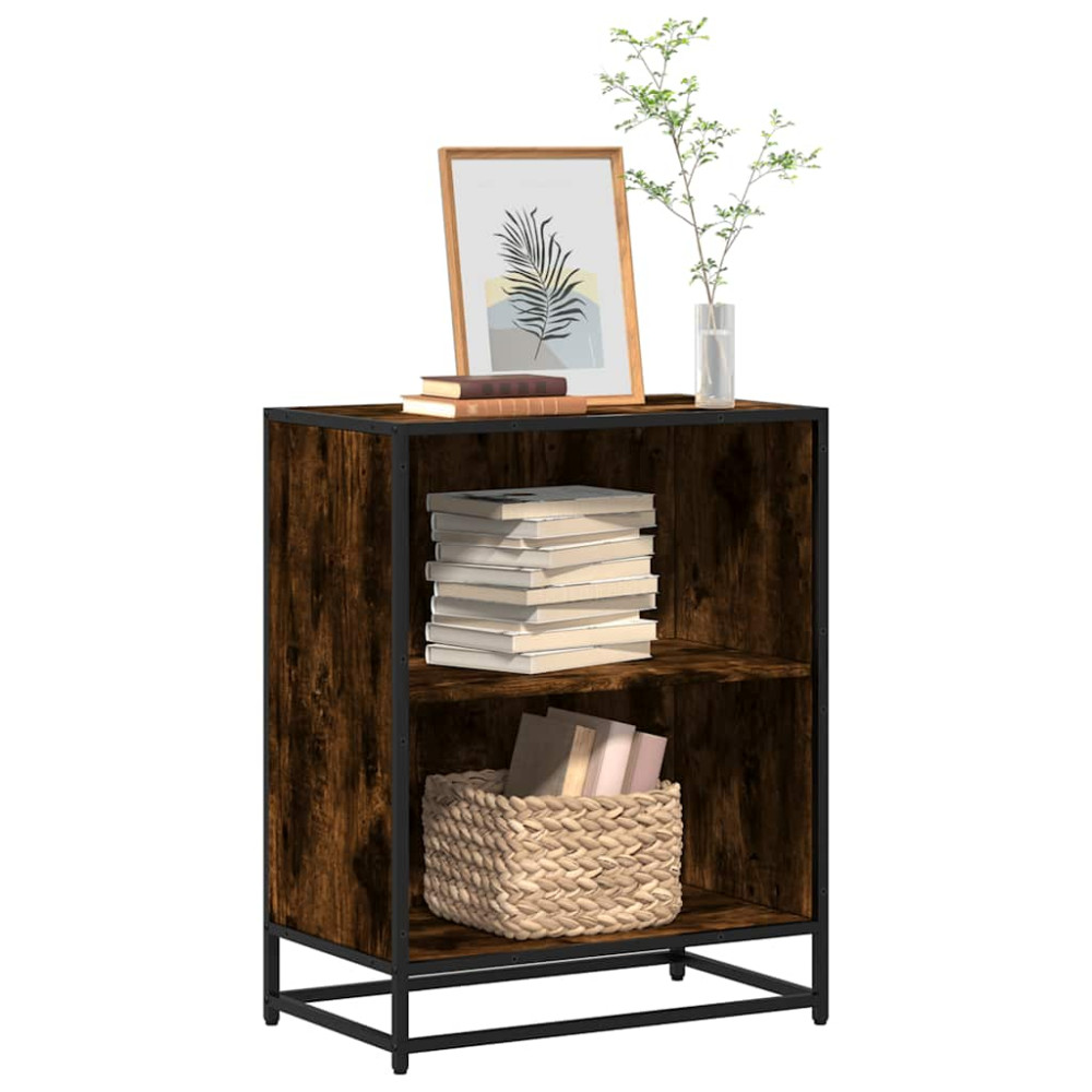 Produktbild för Bokhylla rökfärgad ek 60x35x76 cm konstruerat trä
