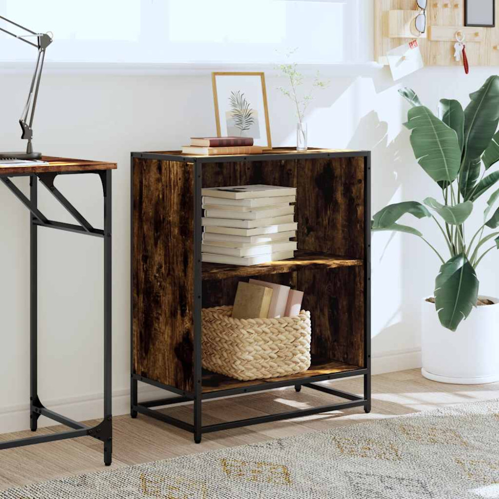 Produktbild för Bokhylla rökfärgad ek 60x35x76 cm konstruerat trä