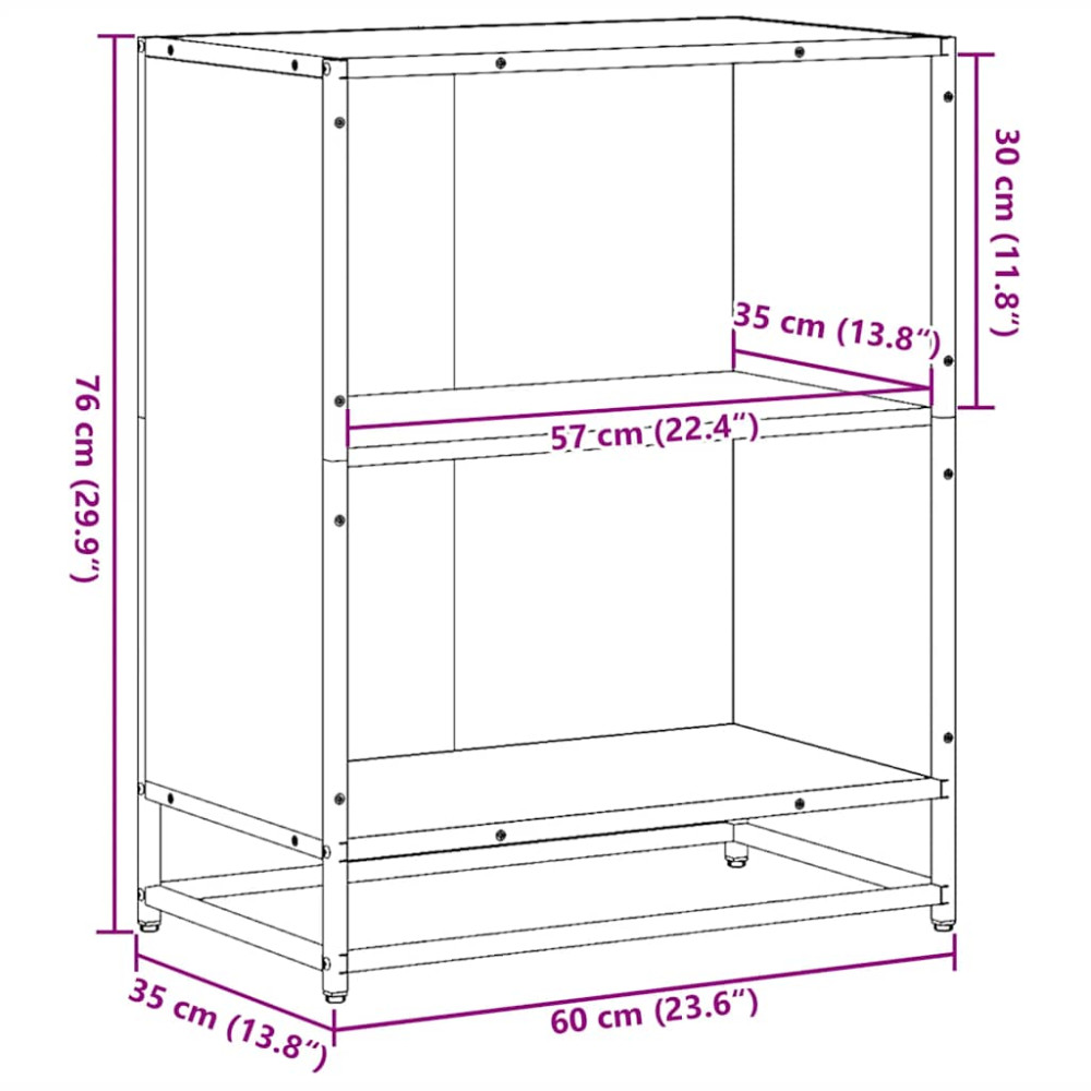 Produktbild för Bokhylla rökfärgad ek 60x35x76 cm konstruerat trä