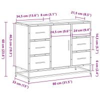 Produktbild för Tvättställsskåp svart 80x33x60 cm konstruerat trä