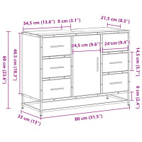 Produktbild för Tvättställsskåp sonoma-ek 80x33x60 cm konstruerat trä