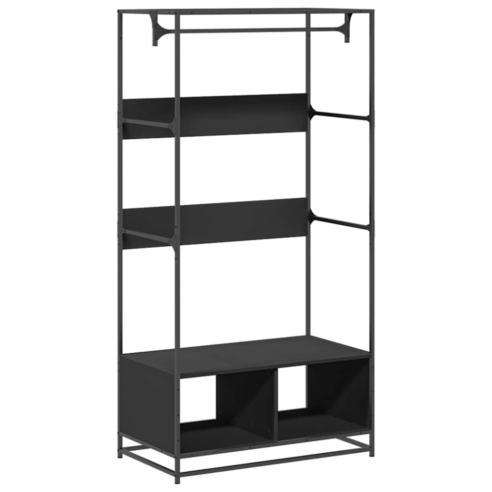 Produktbild för Garderob svart 90x50x180 cm konstruerat trä