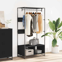 Produktbild för Garderob svart 90x50x180 cm konstruerat trä