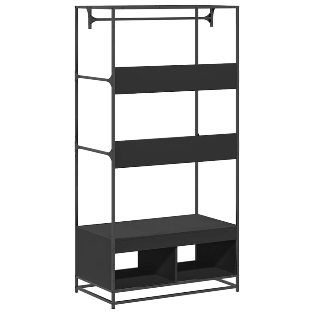 Produktbild för Garderob svart 90x50x180 cm konstruerat trä