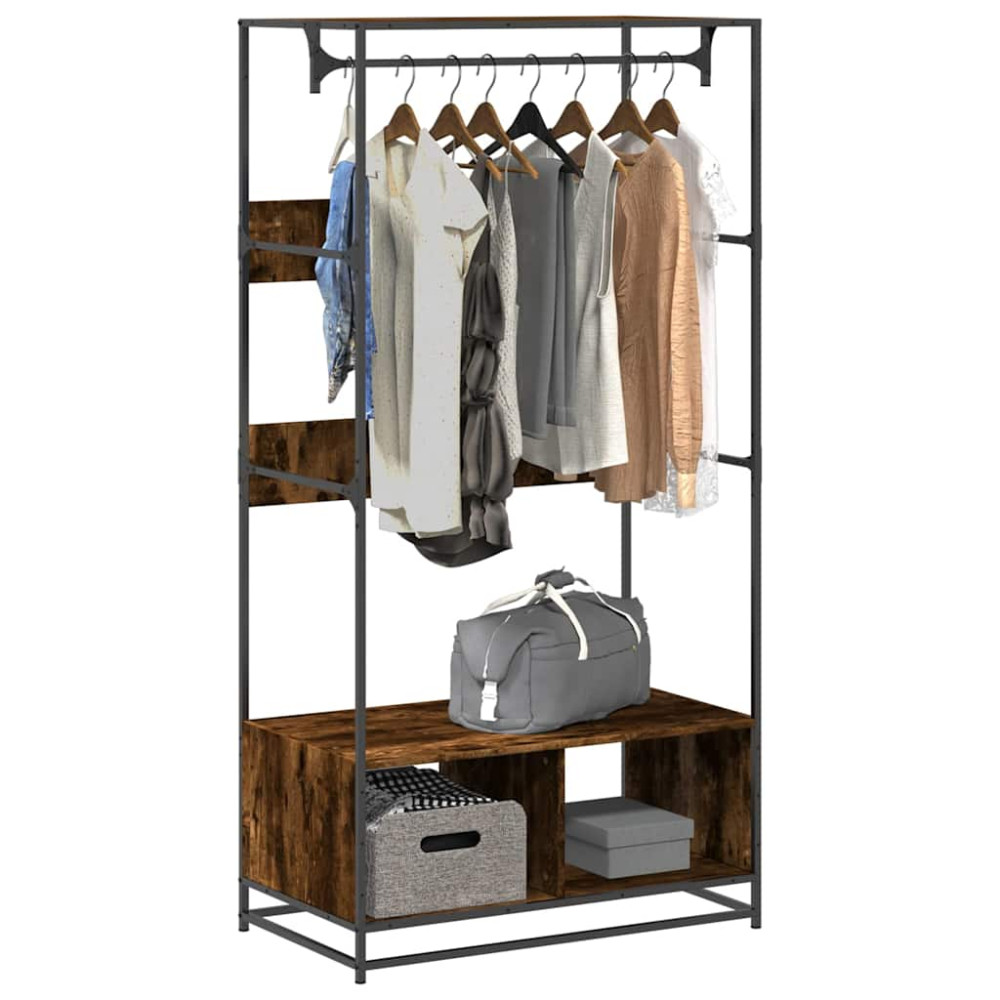Produktbild för Garderob rökfärgad ek 90x50x180 cm konstruerat trä