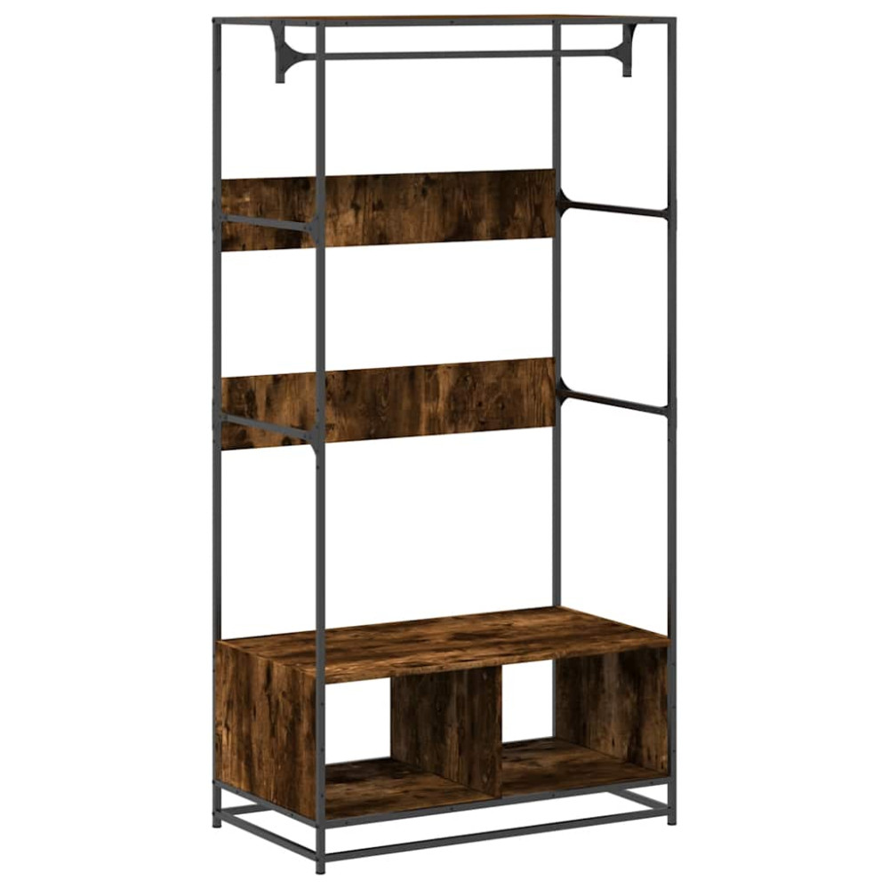 Produktbild för Garderob rökfärgad ek 90x50x180 cm konstruerat trä