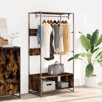 Produktbild för Garderob rökfärgad ek 90x50x180 cm konstruerat trä
