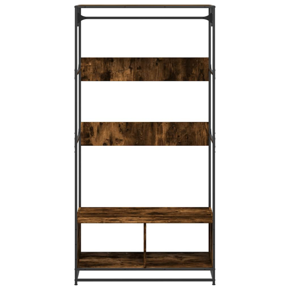 Produktbild för Garderob rökfärgad ek 90x50x180 cm konstruerat trä