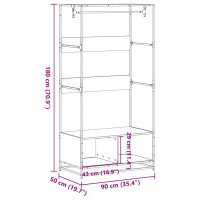 Produktbild för Garderob rökfärgad ek 90x50x180 cm konstruerat trä