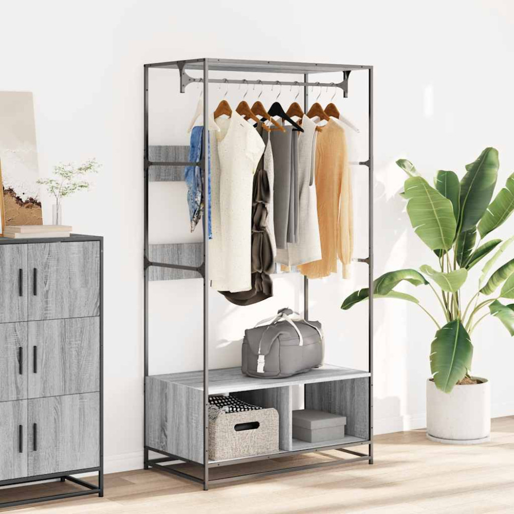 Produktbild för Garderob grå sonoma 90x50x180 cm konstruerat trä