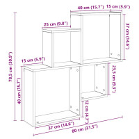 Produktbild för Vägghylla åldrat trä 80x15x78,5 cm konstruerat trä