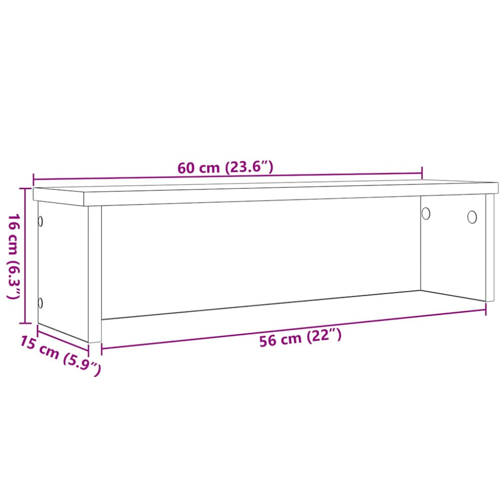 Produktbild för Köksställ stapelbara 2 st betonggrå 60x15x16 cm
