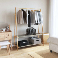 Produktbild för Klädställ med hyllor 132x45,5x150,5 cm bambu